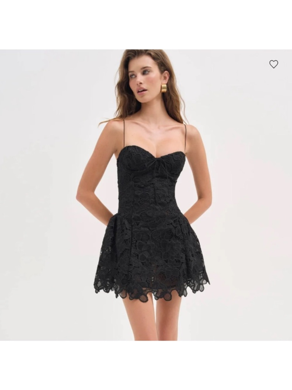 For Love & Lemons Black Lace Sweetheart Mini Dress